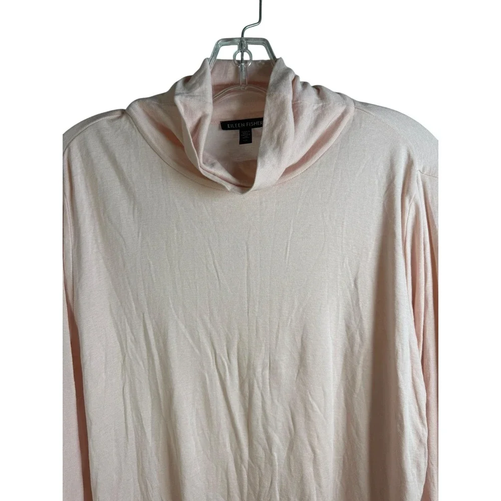 Eileen Fisher Shirt Womens Large Pink‎ Cowl Neck Organic Cotton Lyocell Blend